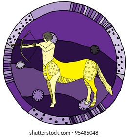 Sagittarius horoscope sign vectorized hand draw
