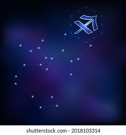 Sagittarius horoscope star sign in twelve zodiac with galaxy background. vector illustration.