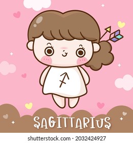 Sagittarius horoscope tattoo pony love illustration doodle (Kawaii character),zodiac character sign vector, astrological symbol. Nursery Wall Fairytales magic,hand drawn.Perfect for kid greeting card.