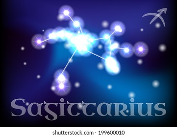 Sagittarius horoscope or zodiac or constellation vector illustration