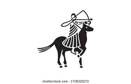 Sagittarius icon logo isolated on white background sign symbol vector illustration black style Zodiac sign vintage design 
