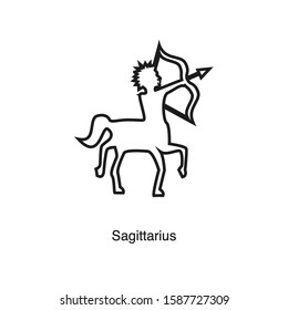 Sagittarius linear icon vector on white background. Black icon illustration