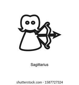 Sagittarius linear icon vector on white background. Black icon illustration
