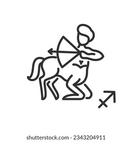 Sagittarius, linear icon. Zodiac sign. Line with editable stroke