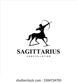 Sagittarius logo black simple bold vector zodiac design template and icon design idea