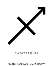 Sagittarius, ninth astrological sign of the zodiac, minimalistic arrow vector illustration, symbol for archer