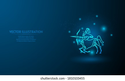 sagittarius on blue abstract background. simple blue background. Starlight background