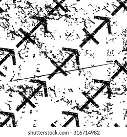 Sagittarius pattern, grunge, black image on white background