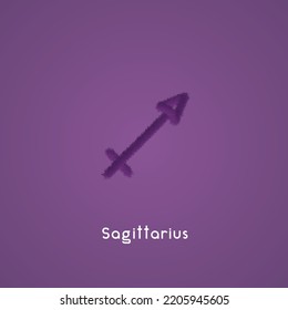 Sagittarius power color zodiac horoscope soft fur vector design illustration with editable gradient background	