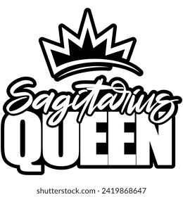 sagittarius queen black vector graphic design and cut file 