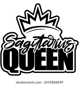 sagittarius queen black vector graphic design and cut file 