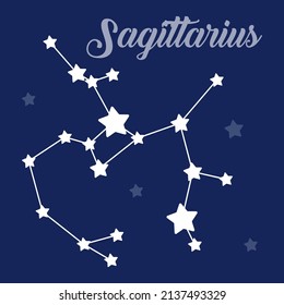 Sagittarius sign constellation vector icon on dark background