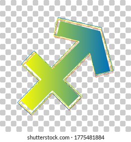 Sagittarius sign illustration. Blue to green gradient Icon with Four Roughen Contours on stylish transparent Background. Illustration.