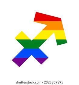 Sagittarius sign illustration. Rainbow gay LGBT rights colored Icon at white Background. Illustration.