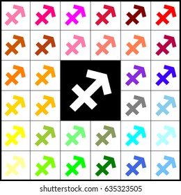 Sagittarius sign illustration. Vector. Felt-pen 33 colorful icons at white and black backgrounds. Colorfull.