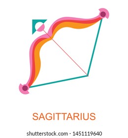 Sagittarius star sign with different colors on white background. Vector horoscope zodiac star icon.Vector astrology sign.