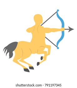 Sagittarius star sign flat icon of an arch and an arrow
