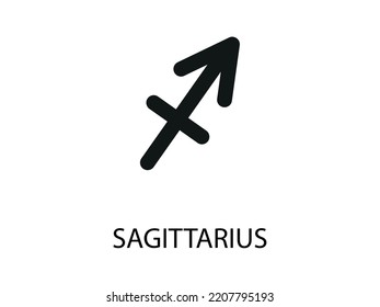 Sagittarius Symbol of the Horoscope. Zodiac Sign. Vector illustration of black Astrological signs 
for calendar, horoscope isolated on a background 
