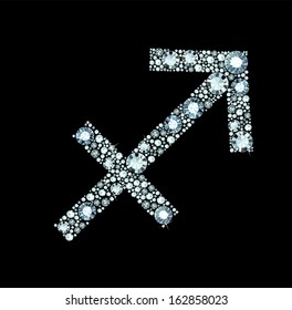 Sagittarius symbol made of gems