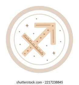 Sagittarius symbol vector, hand drawn zodiac sign