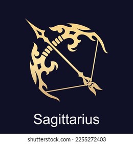 Sagittarius symbol of zodiac sign in luxury gold style isolated vector element for illustration