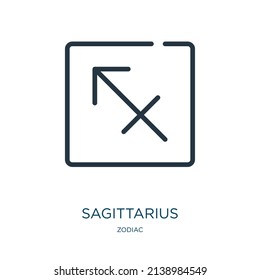 sagittarius thin line icon. astrology, collection linear icons from zodiac concept isolated outline sign. Vector illustration symbol element for web design and apps.