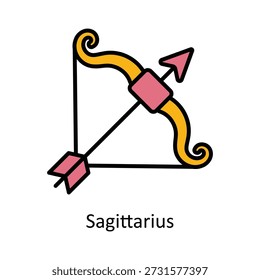 Ilustración de estilo de iconos de contorno rellenos de Vector de Sagitario. Archivo EPS 10
