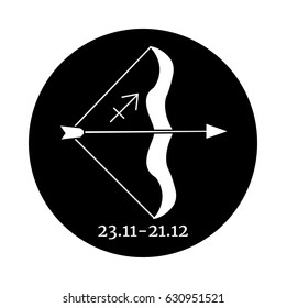 Sagittarius. Vector illustration of the astrological sign of Aquarius. Zodiac. Horoscope Minimalism, classic color, black and white