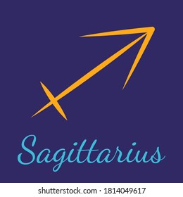 Sagittarius vector zodiac icon. Astrological signs with name. Graphic element for print designs - calendar, poster, sky map, sticker 