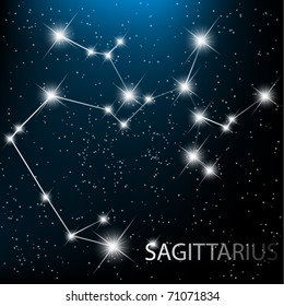 Sagittarius vector Zodiac sign bright stars in cosmos.