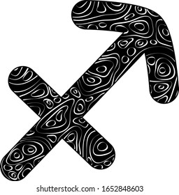 Sagittarius vector zodiac sign filled with abstract pattern.