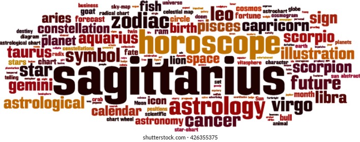 Sagittarius word cloud concept. Vector illustration