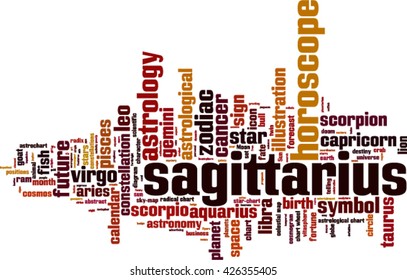 Sagittarius word cloud concept. Vector illustration