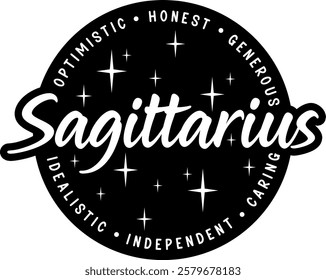 sagittarius zodiac astrology star sign graphic design quote