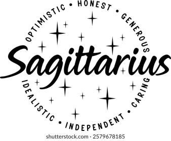 sagittarius zodiac astrology star sign graphic design quote