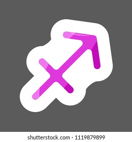 Sagittarius zodiac colored sticker sign. Astrological symbol. Vector icon sagittarius. Layers grouped for easy editing illustration.  For your design.