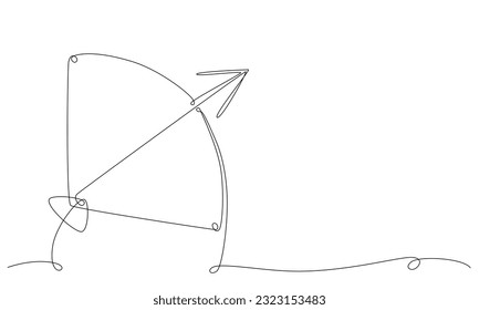 Sagittarius zodiac constellation one single hand drawing continues line banner. Vector stock illustration isolated on white background. Editable stroke line. EPS10