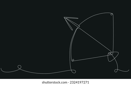 Sagittarius zodiac constellation one single hand drawing continues line banner. Vector stock illustration isolated on black chalkboard background. Editable stroke line. EPS10