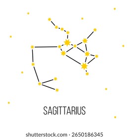 sinal da constelação do zodíaco de sagitário, símbolo do vetor da astrologia sobre fundo branco