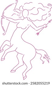 Sagittarius zodiac female line drawing