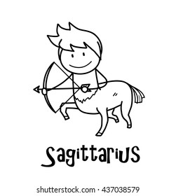Sagittarius Zodiac, a hand drawn vector cartoon doodle illustration of Sagittarius zodiac, The Centaur Archer.