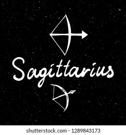 Sagittarius zodiac horoscope hand drawing sign for mystic  occult  palmistry and witchcraft alchemy. Vector. 