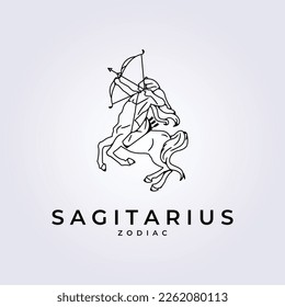 Sagittarius zodiac line horoscope iconic logo symbol icon design illustration vector