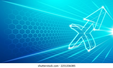 Sagittarius Zodiac Polygonal Symbol Perspective Digital Visualization Abstract Sci-Fi Horoscope Astrology with Futuristic Cyberspace Hologram Technology Metaverse Background Vector Illustration.