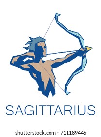 Sagittarius Zodiac sign. Astrology symbol. Vector illustration in flat polygonal style. Element for your design, prediction, article, website, print. Astrological prognosis. Constellation icon. 