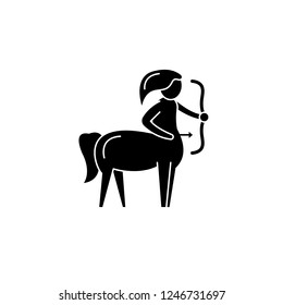 Sagittarius zodiac sign black icon, vector sign on isolated background. Sagittarius zodiac sign concept symbol, illustration 