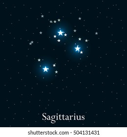 Sagittarius zodiac sign. Bright stars in the cosmos. Constellation Sagittarius. Vector illustration.
