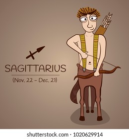 Sagittarius zodiac sign, cartoon character for horoscope design in vector EPS10