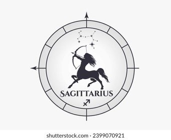 sagittarius zodiac sign and constellation. astrology and horoscope symbol. isolated vector image