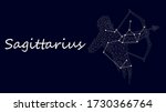 Sagittarius Zodiac sign constellation vector. Horoscope sign constellation stars. Abstract crystal space dark sky background with dots stars. Vector Astrology silhouette Sagittarius illustration white